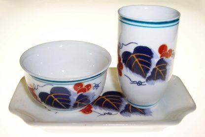 3-pc Ceramic Aroma Tea Cup Set - Grape Vine