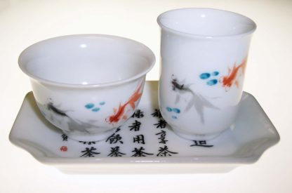 3-pc Ceramic Aroma Tea Cup Set - Goldfish